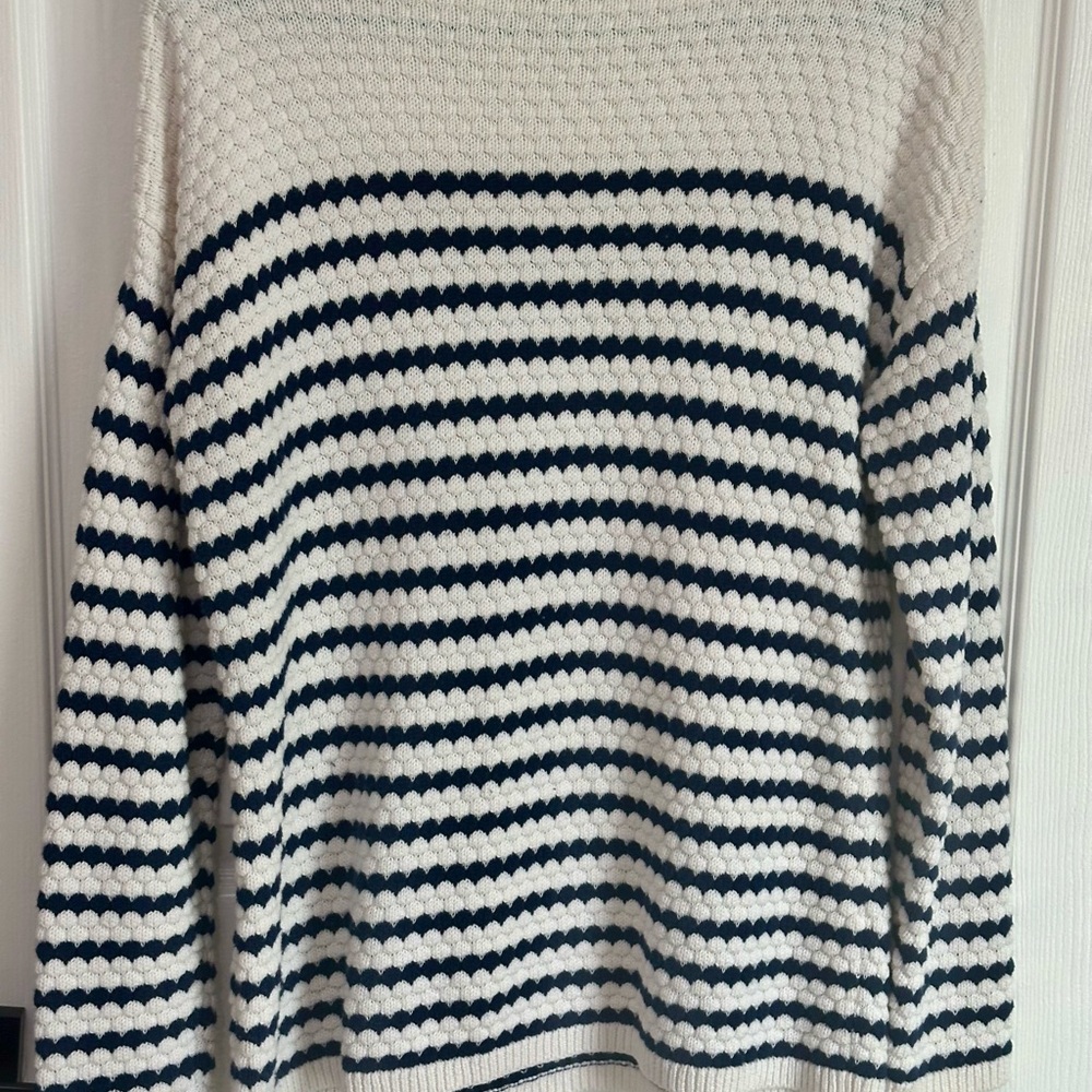 Talbots navy blue and white striped sweater Top Pullover Size S Cotton Blend - Picture 5 of 6